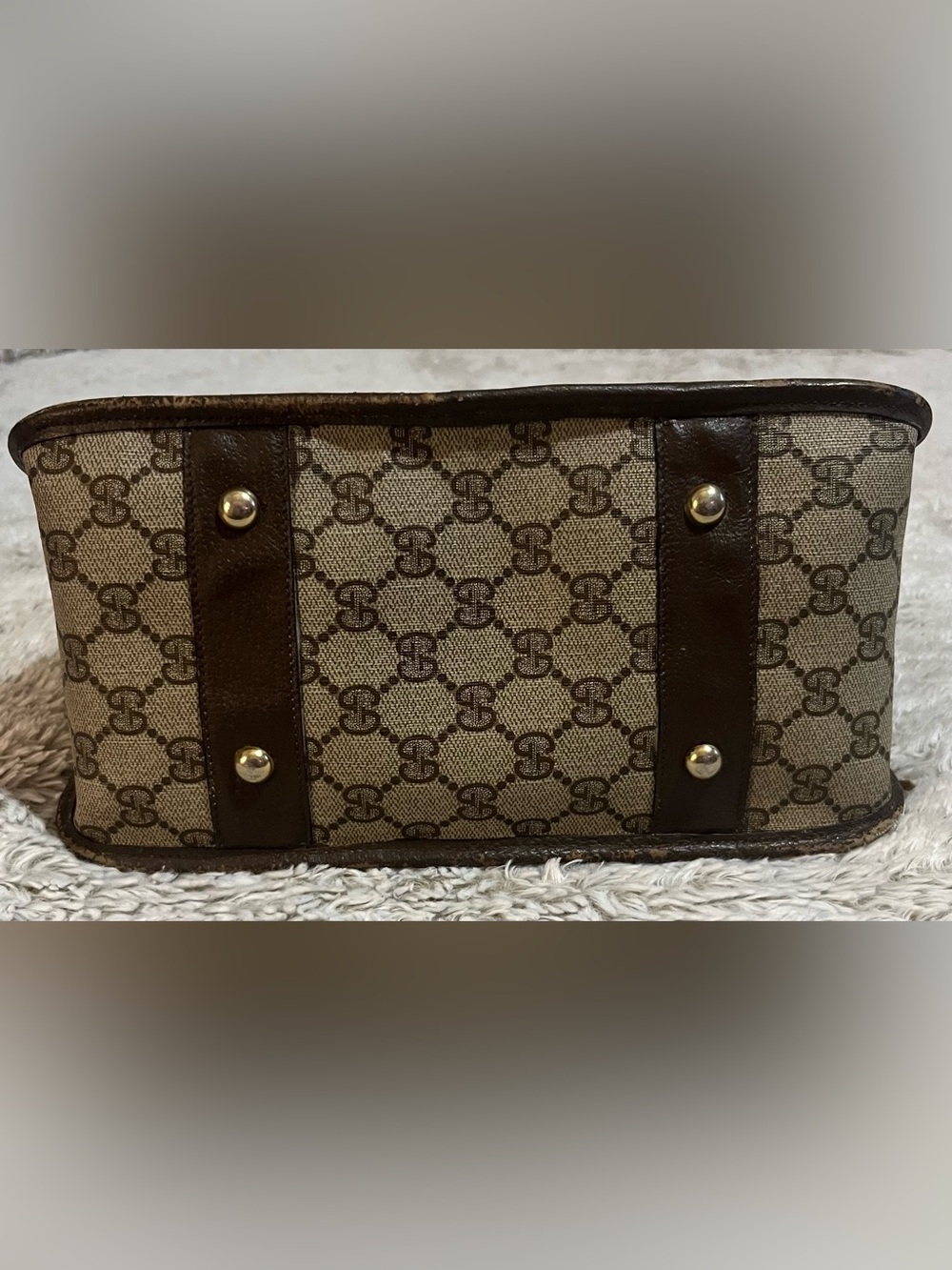 Gucci Brown GG Supreme handbag with Green-Red Web Stripe - Picture 5 of 12